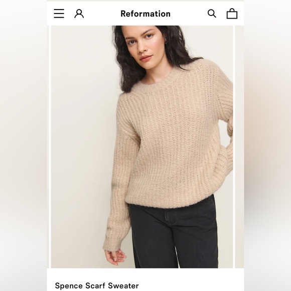 NEW Reformation Spence Scarf Sweater Natural - Size S - Picture 2 of 6